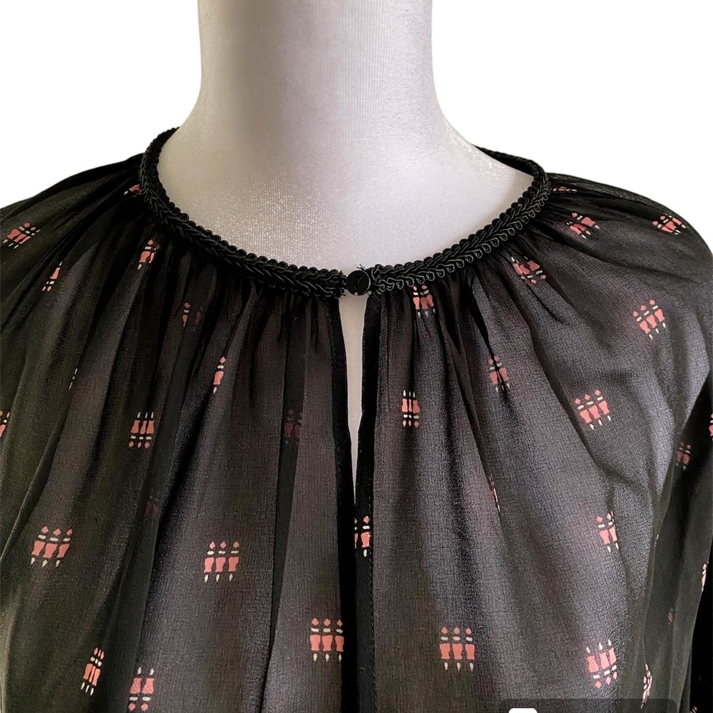 Maje Black Blouse with pink appliqué